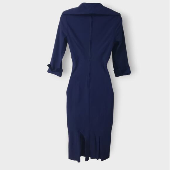 Pinup Couture Lorelei Dress *No Belt* Navy Blue Sz Sm Rockabilly Retro Classic - Picture 5 of 13